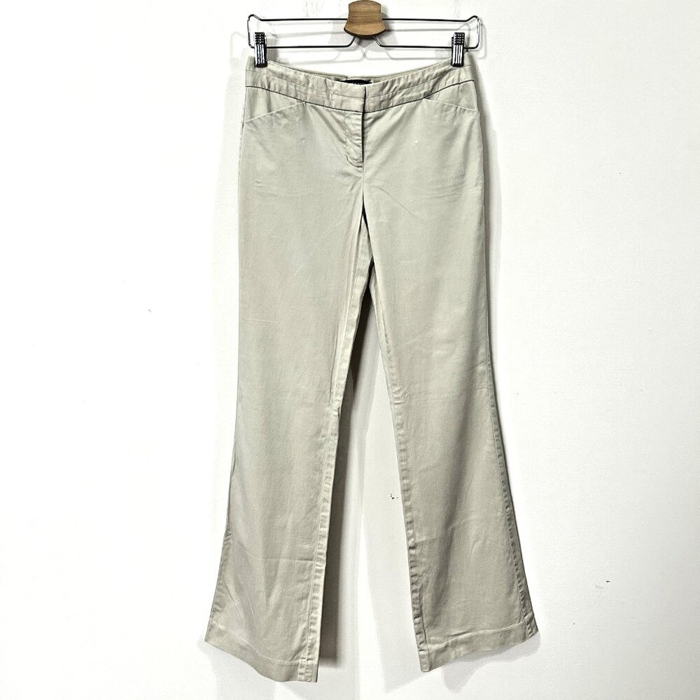 EXPRESS Editor Pants Womens Sz 0 Low Rise Flare Khaki Tan Y2K Cotton Stretch